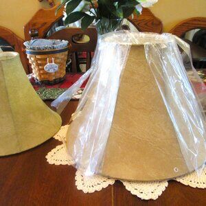 NWOT Vintage Pair of faux leather lampshades that have the spider hardware,